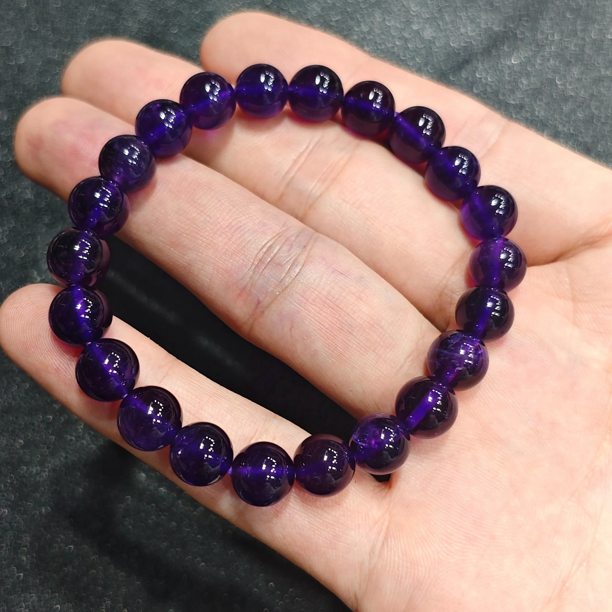 Deep Violet Amethyst Gemstone Bangle High Clarity Stretch Bracelet Aesthetic Quartz Jewelry Birthday Gift for Girlfriend