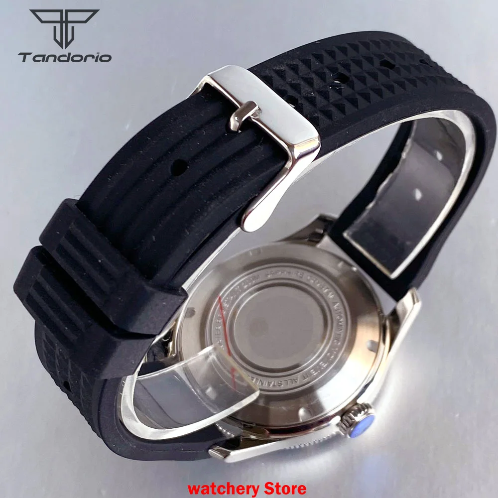 Jam Tangan Otomatis Tandorio Kustom Jam Tangan Kaca Safir Ganda Pergerakan GMT NH34A Jam Tangan Pria Dial Setengah Bercahaya 20ATM