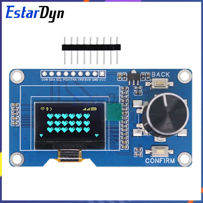 Estardyn Módulo OLED de 0,96 polegadas Branco/Azul/Amarelo Botão Azul EC11 Codificador Rotativo Interface IIC Tela LCD