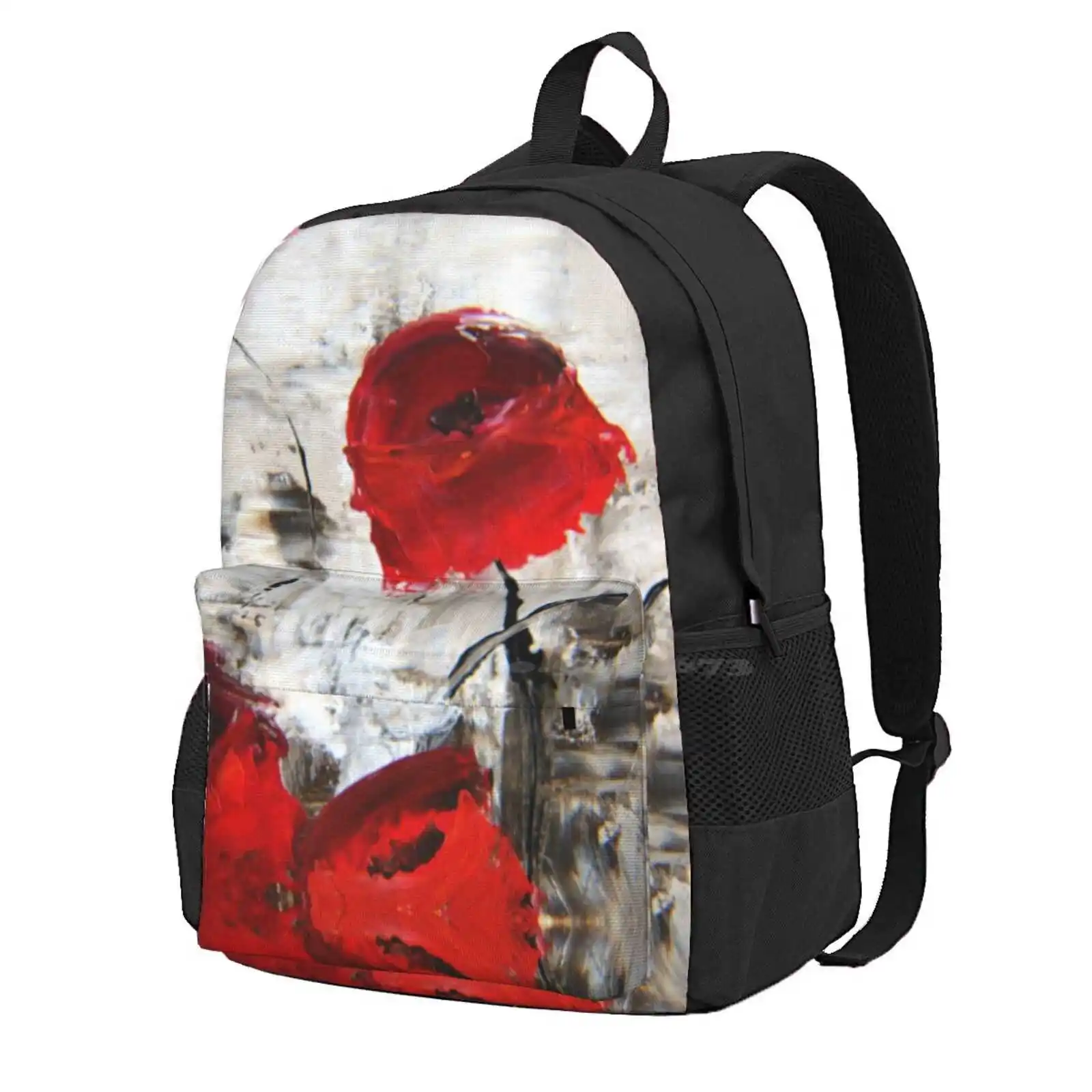 

Sloppy Poppy Hot Sale Schoolbag Backpack Fashion Bags Red Black Abstract Gray White Orange Acrylic Pcknockoutart