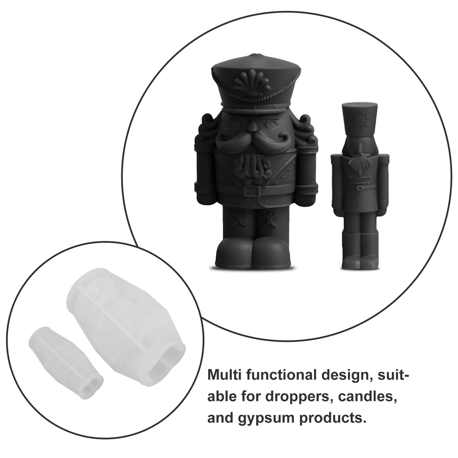 

2pcs Silicone Nutcracker Moulds For Resin Casting Diy Christmas Making 3D Craft Mold Set Epoxy Casting Mold
