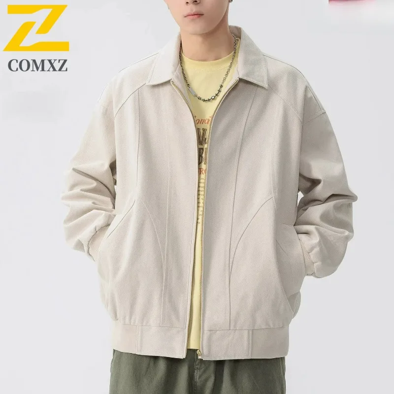chaqueta-en-cuir-durable-pour-hommes-retro-americain-revers-impermeable-peche-randonnee-elegante-veste-d'universite-coupe-vent-quotidien