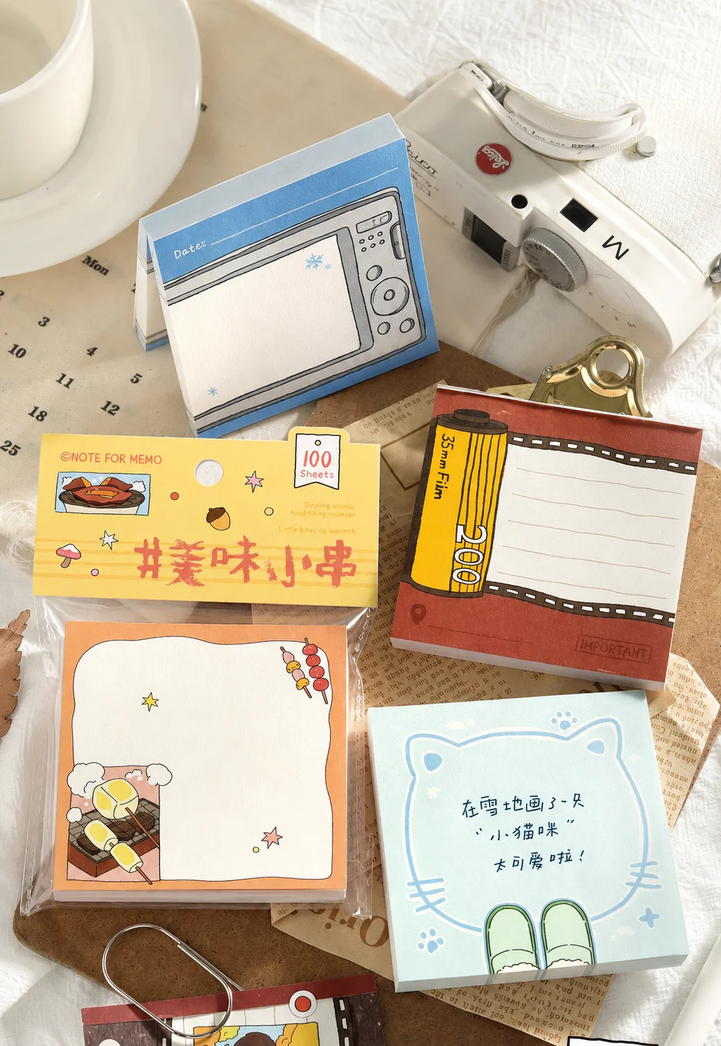 Square Memo Sheets Writing Paper Memo Notepad Sticky Notes Individual Self-Stick Memo Pad For Book Marking Journal Decoration