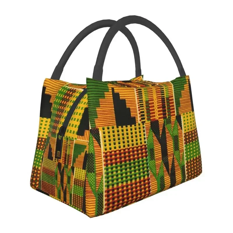 African Kente Cloth Design Lunch Boxes for Traditional Africa Ethnic Pattern Cooler Thermal Food Insulated Lunch Bag Container