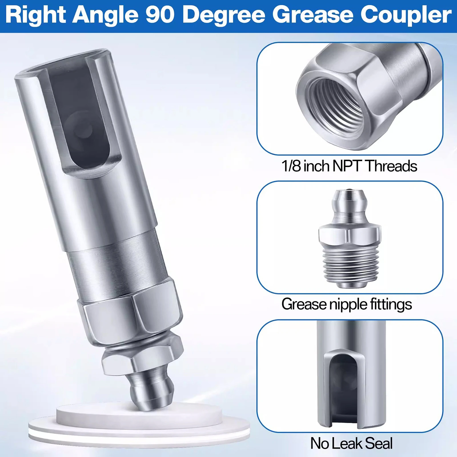

90 Degree Lubricant Grease Coupler Replacement Parts Slide on Grease Adapter Right Angle Grease Coupler Carbon Steel 4cmx1.4cm