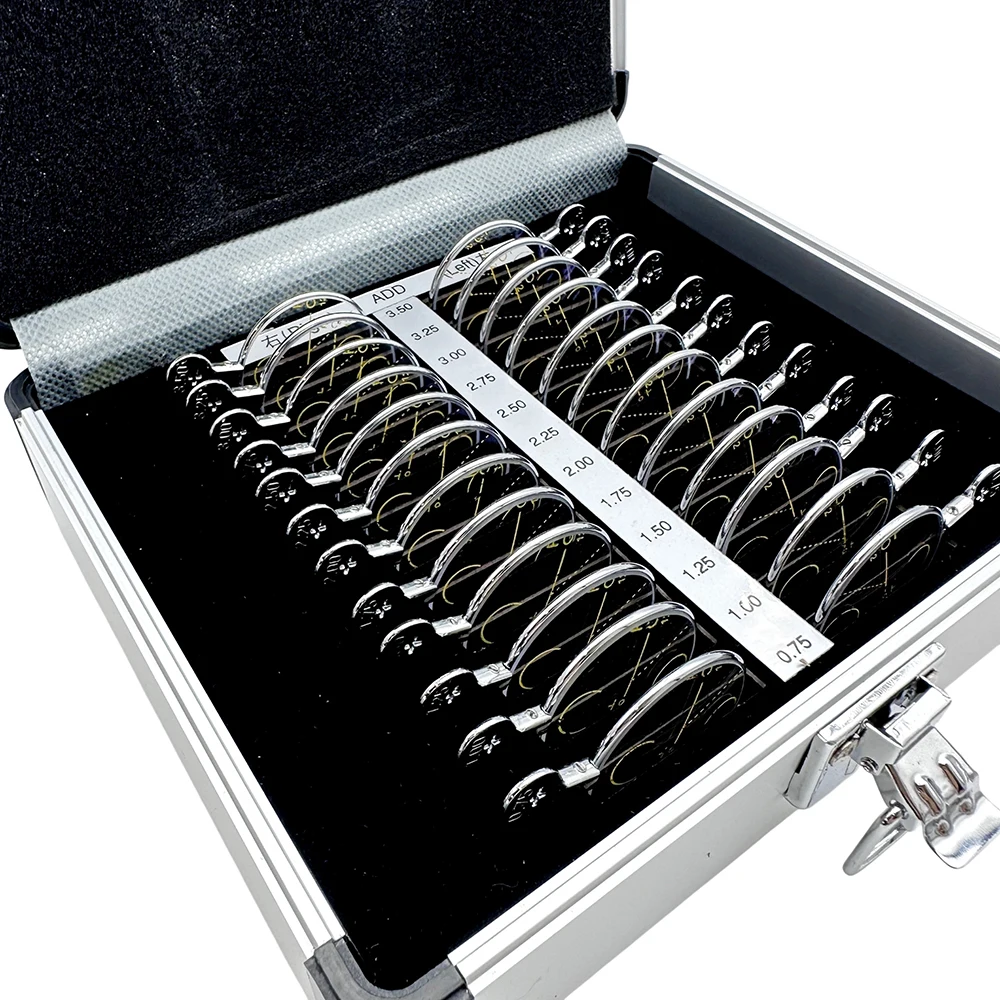 InnoVue Professional 22-Piece Aluminum Case Progressive Trial Lenses Insertion Box Trial Lens Set for Optical Stores