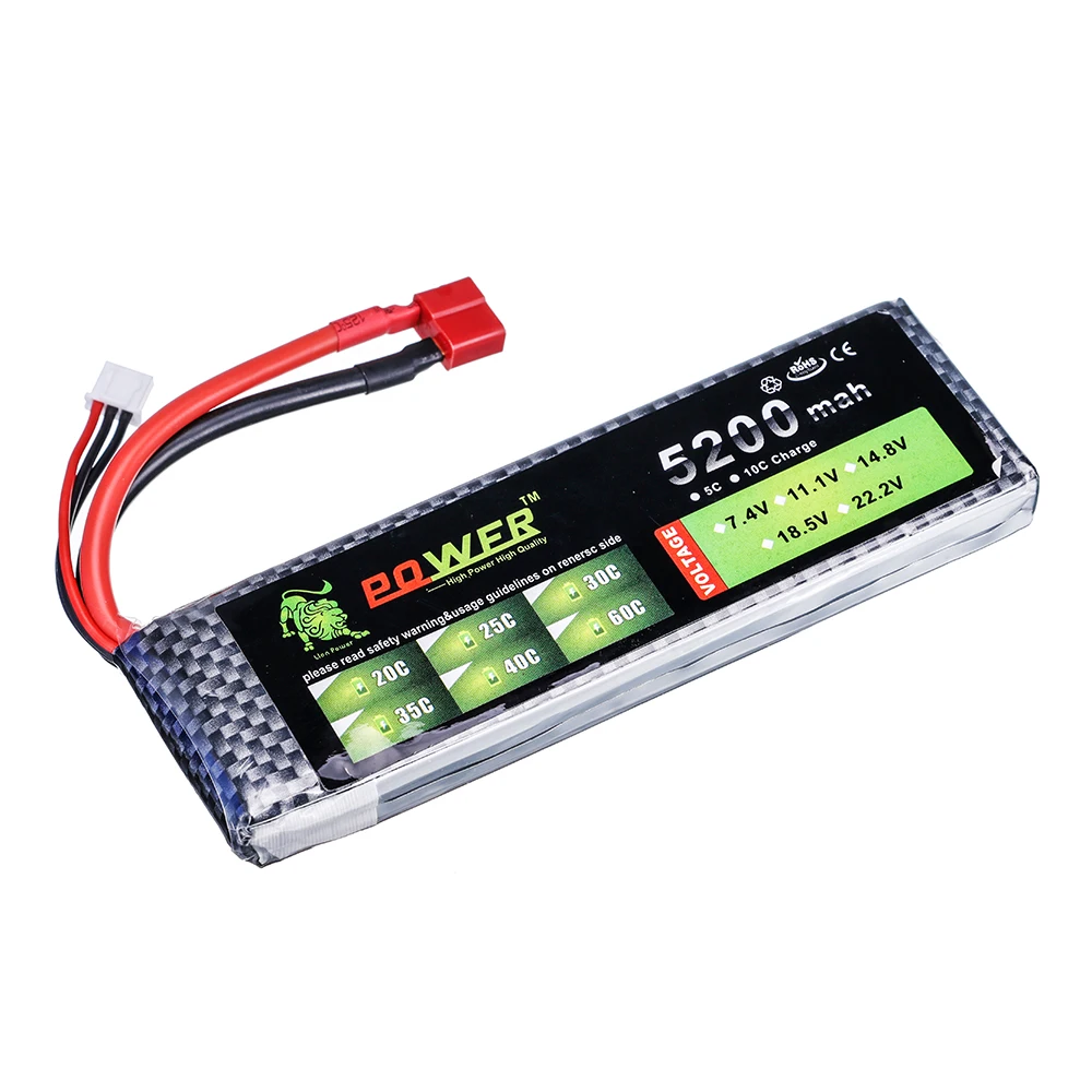 2s 3S 4s 6s 5200mah Lipo Battery 7.4v 11.1V 14.8v 22.2v RC Battery with XT60 T for RC Car Drone Helicopter Boat