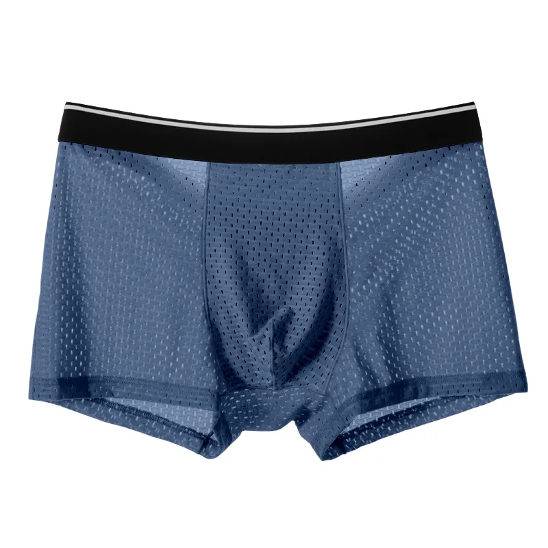 4PCS Thin Summer Men's Boxers Boxer Shorts Ice Silk Bamboo Fiber Mesh Mesh Transparent Underwear image 4