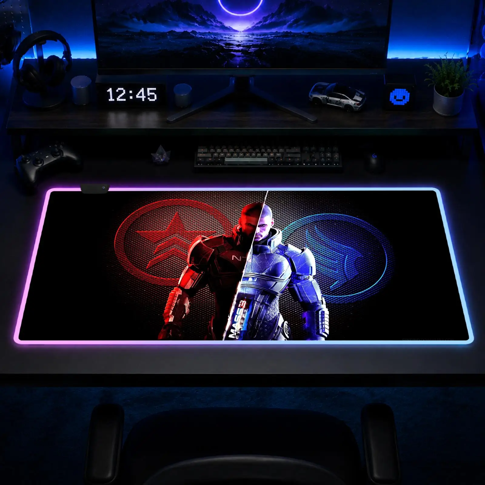 

Hips M-Mass Effect 3 Mouse Pad Gaming Anime Mouse Pad XXL RGB Desk Mats LED Table Pads Backlit Rubber Desktop