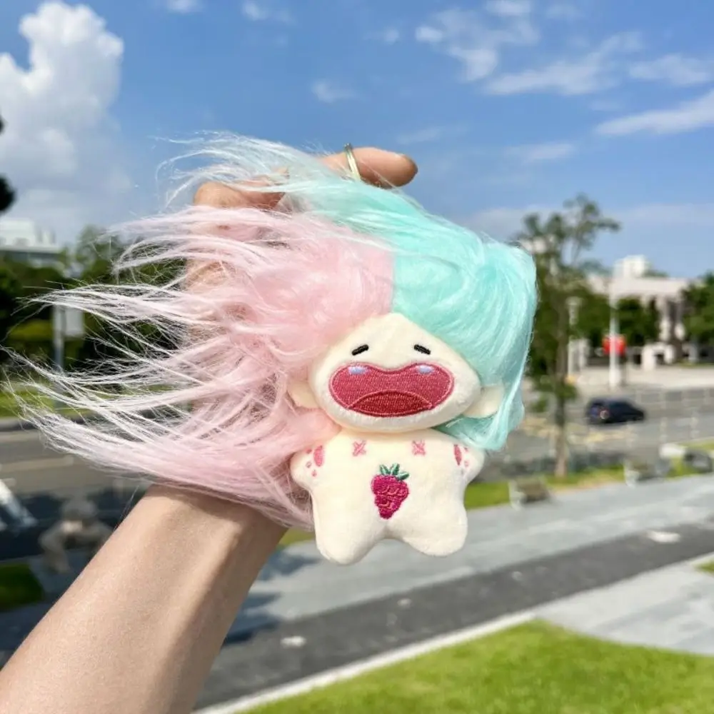 Boneka gigi tanpa gigi, rantai kunci lembut Mini hilang rambut goreng indah DIY aksesori tas boneka mewah