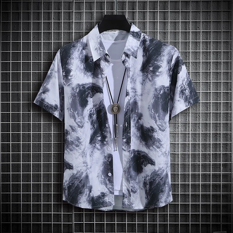 Unisex shirt met korte mouwen en print oversized polo top vier seizoenen heren shirts herenkleding