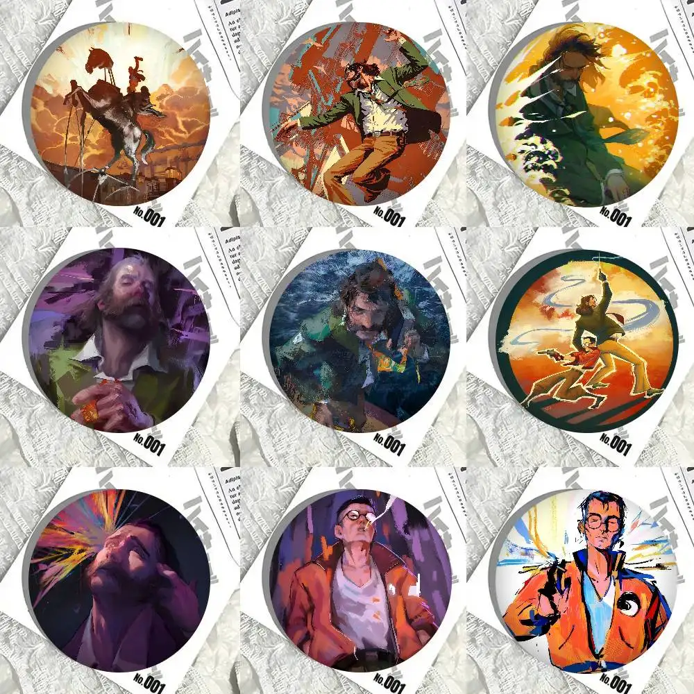 Cool Disco E-Elysium Game Badges Round Cartoon Brooch Clothes Backpack Accessories Lapelnd Laserh
