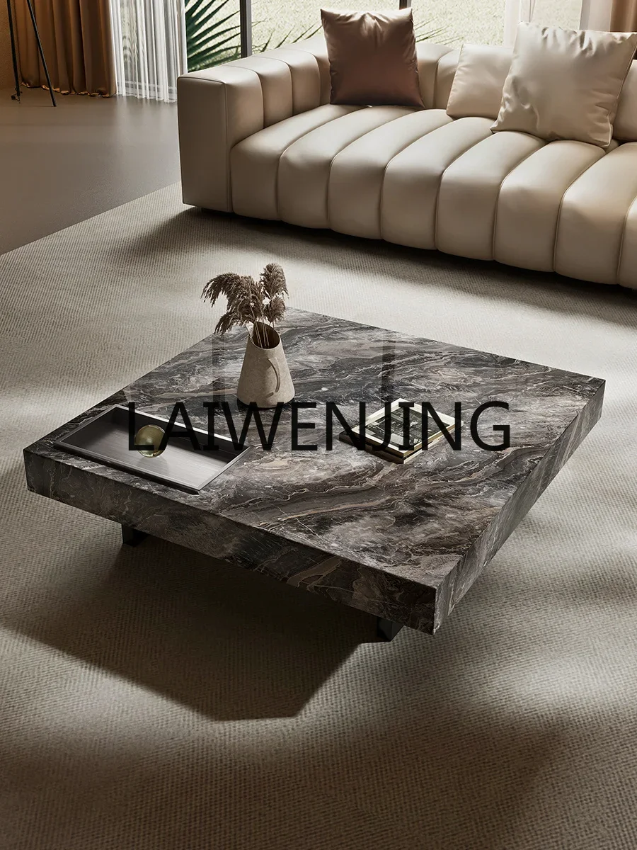 High-End Coffee Table Italian Simple Marble Stone Plate Stone Square Coffee Table Living Room Home Light Luxury