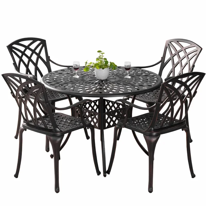 for Bronze European Retro Five Piece Set Outdoor Garden Park Cast Aluminum Four Seater Outdoor Cast Aluminum Furniture