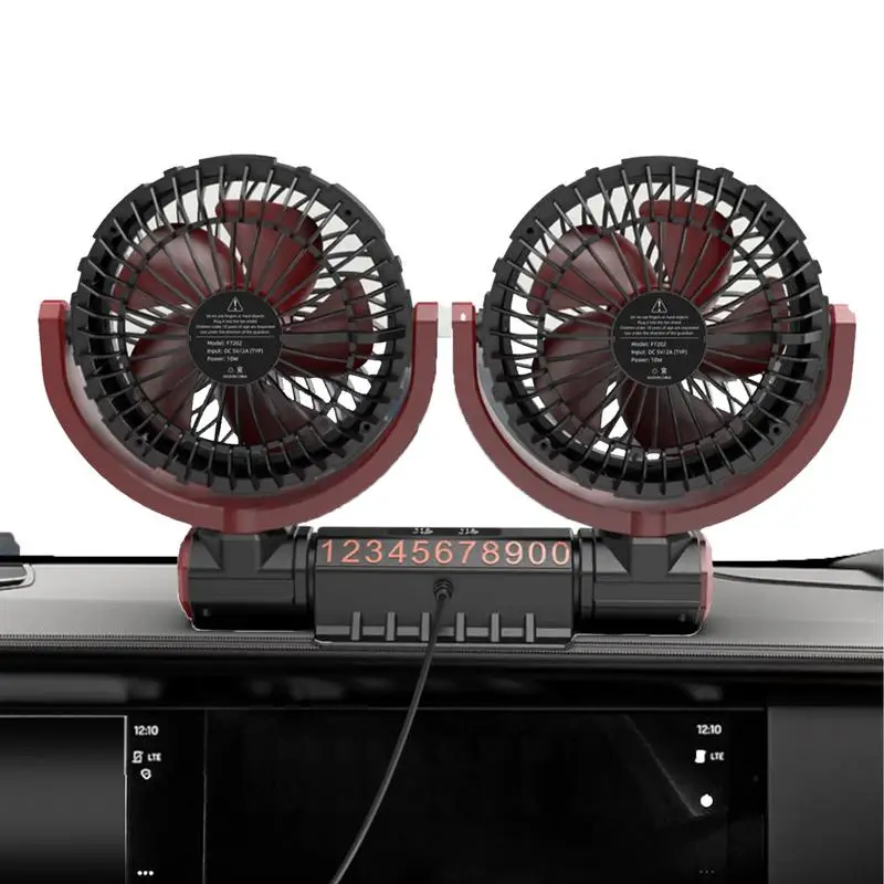 

Fan For Car Quiet Head Fan USB Operation Fan Double Head Car Fan With 360 Rotation Quiet Operation For Car Seat Kids