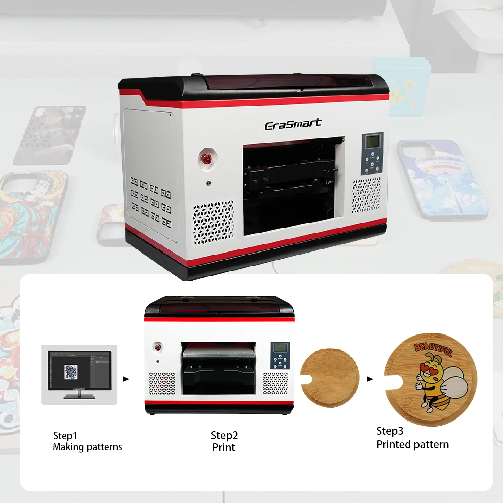 EraSmart The Newest Digital 3545 Phone Case Flatbed UV Printing Machine A3 UV Printer For Painting Printing Small Business Ideas