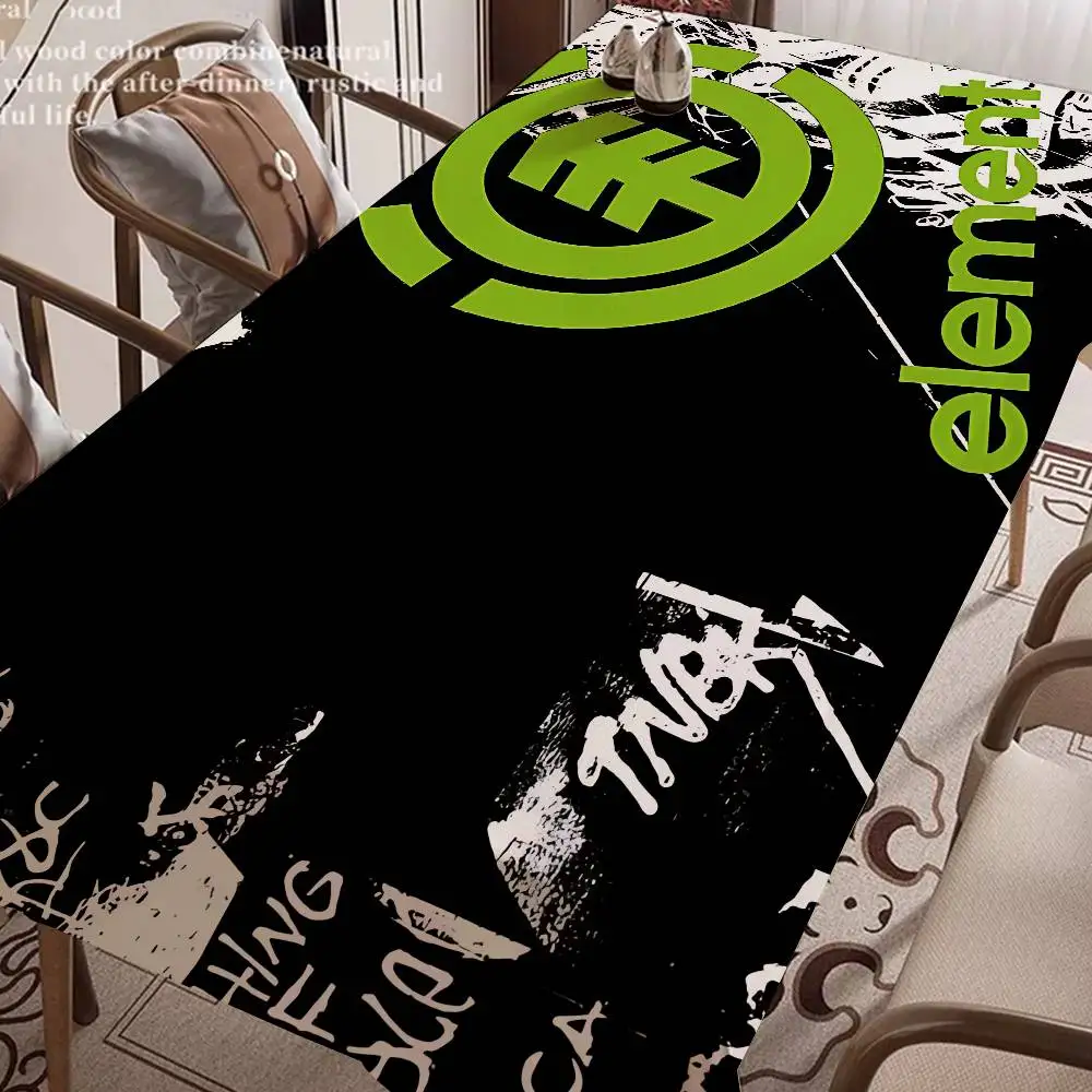 E-Element Skateboard Logo Rectangle Waterproof Tablecloth Party Decor Farmhouse Kitchen Dining Table Cloth Wedding Decorations