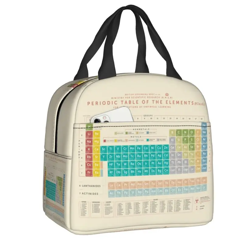 

Elements Periodic Table Thermal Insulated Lunch Bag Science Chemistry Chemical Portable Lunch Tote for Work Travel Food Box