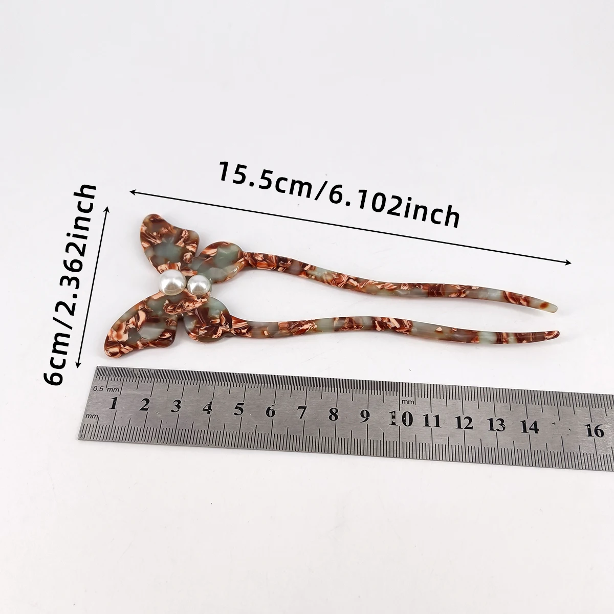 New Style Butterfly Pearl Acetate Hairpin Hair Sticks for Women Girls Vintage Sweet U-shaped Hair Clasp Updo Headdress