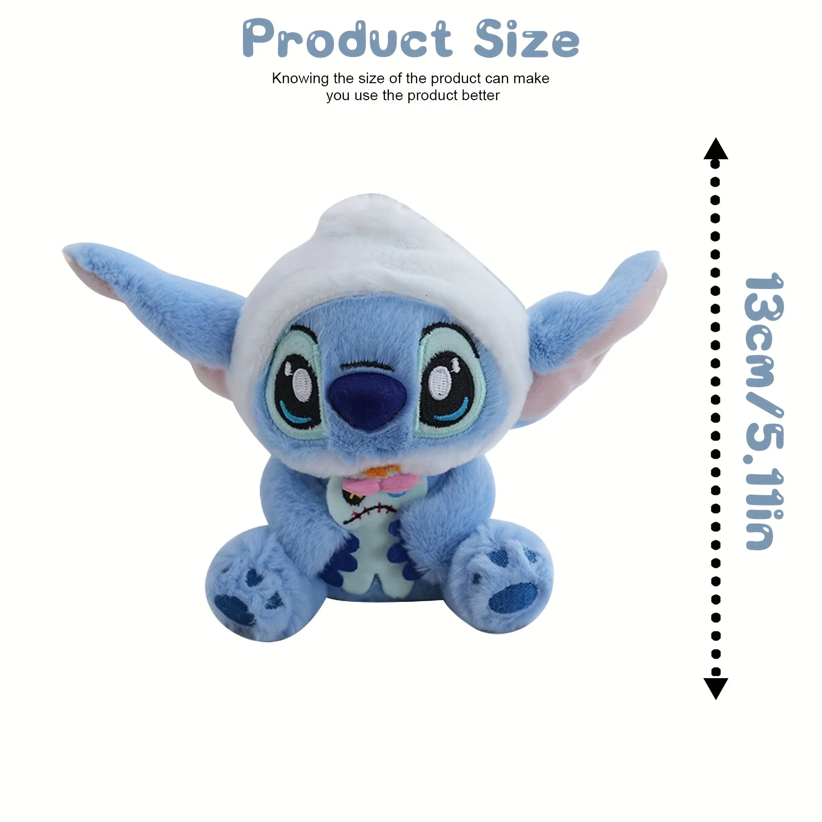 Disney Stitch Plush Toy 13cm Soft Stuffed Doll – Cute Blue Pink Design, Fluffy Ears, Gift for Kids, Christmas, Halloween