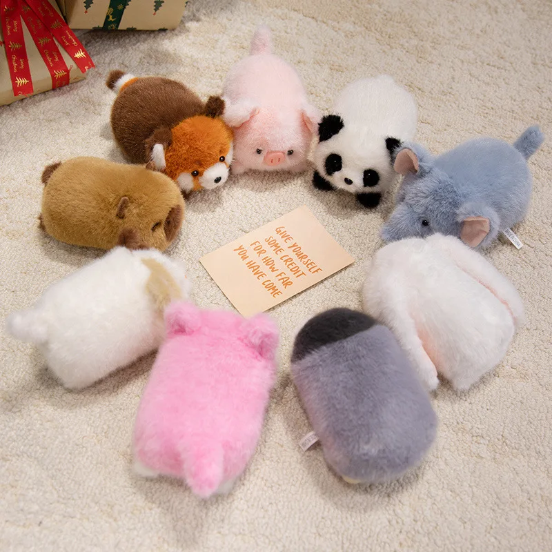Cute Lying Animals Red Panda Fox Sloth Cat Plush Toys Soft Rabbit Dolls Stuffed Capybara Pig Plushie Baby Toys Gifts for Kids