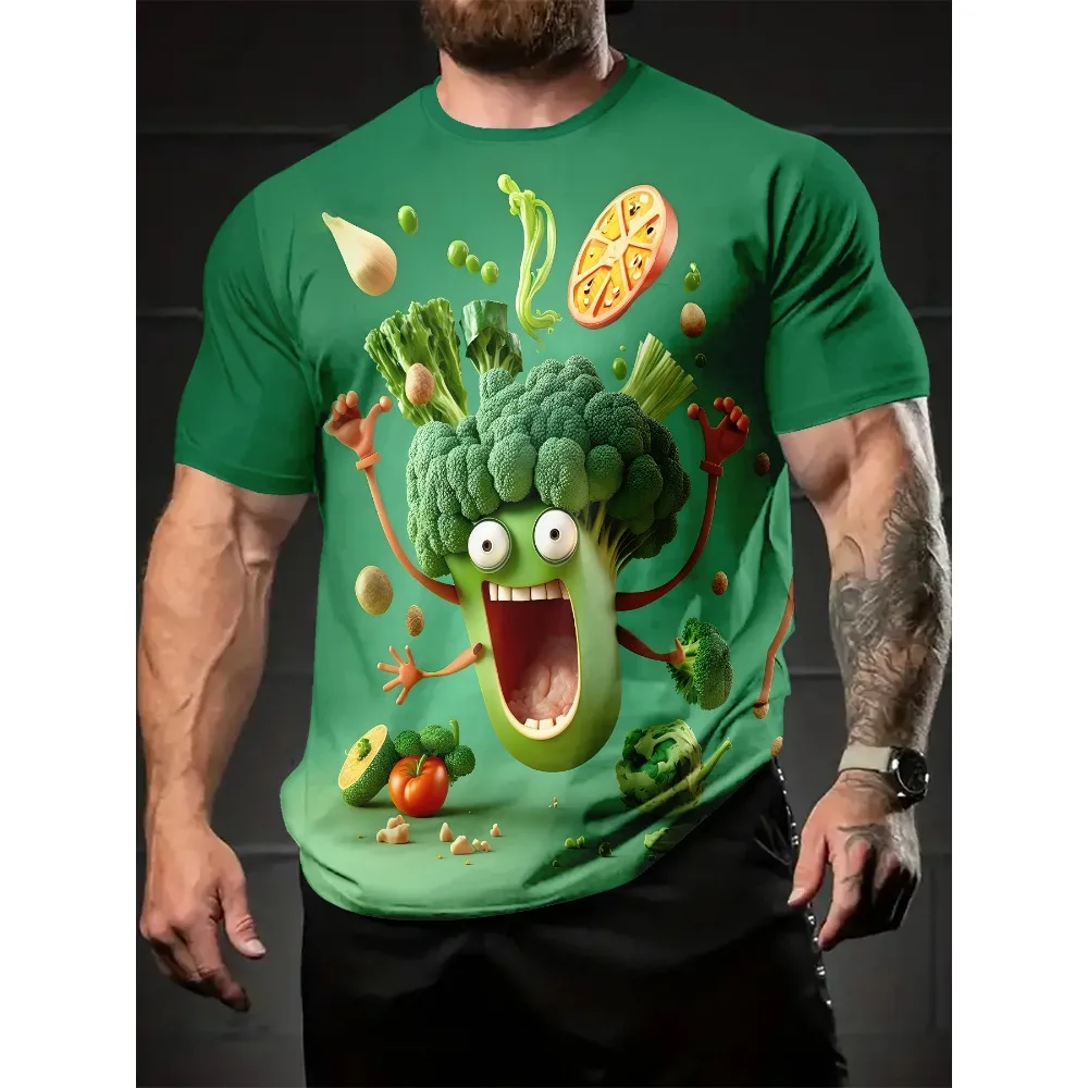 

Лето 2022, мужские и женские быстросохнущие футболки с 3D принтом и овощами, детские повседневные футболки на выход, топы для родителей и детей