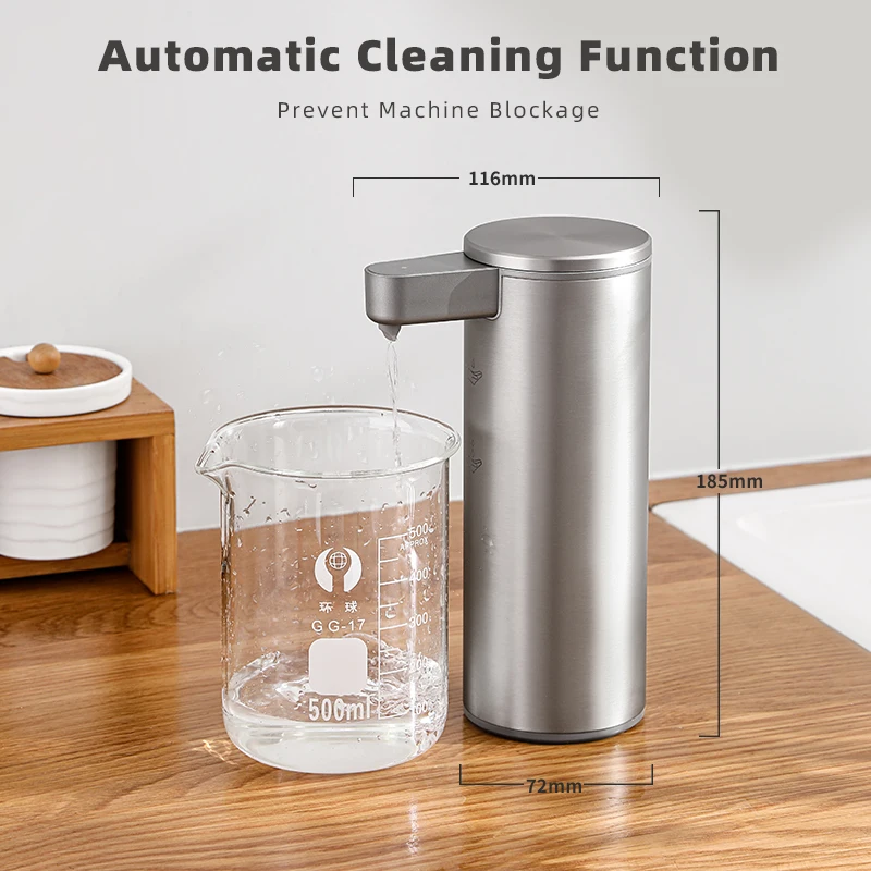 Kitchen Soap Machine Automatic Sensor Out of Hand Sanitizer Smart Electric Body Wash Soap Dispenser 304 Stainless Steel 270ml