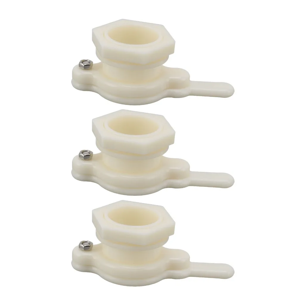 3pcs Easy To Use Plastic Honey Gate Valve Leak-Proof Good Sealing Honey Extractor Tap White Side Stop Honey Tap Valve Beekeeping
