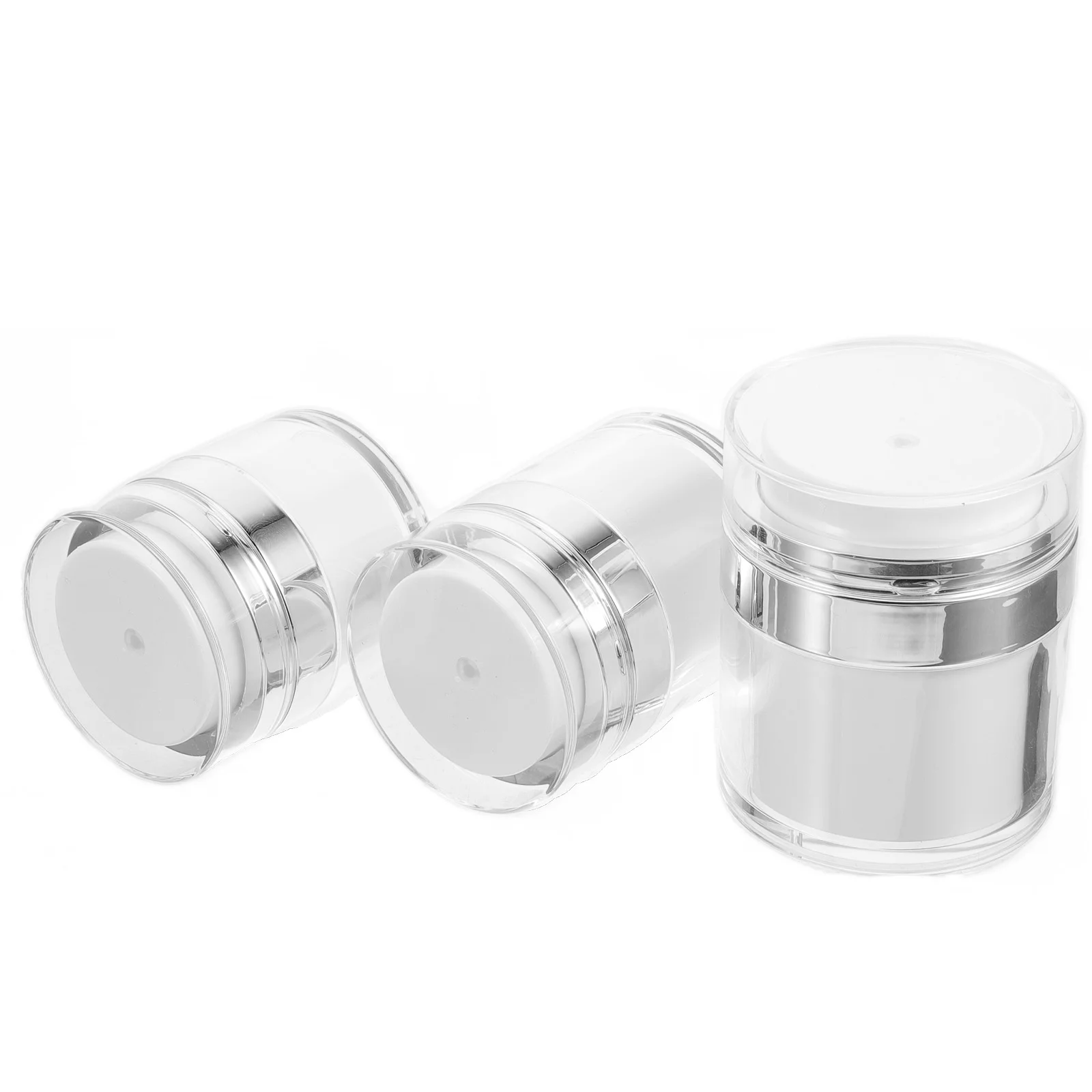 

3 Pcs Vacuum Cream Jar White Containers Empty Sub Bottle Vial Stylish Makeup Acrylic Portable Toiletry Bottles Small