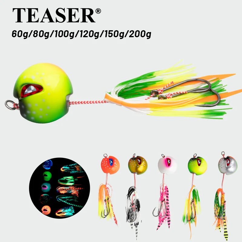 

TEASER J29c New Flame Moon Alien Luminous UV Slow Shake Iron Plate Bait for Snapper, Cod, Sea Bass, and Bearded Angler Boat Fish