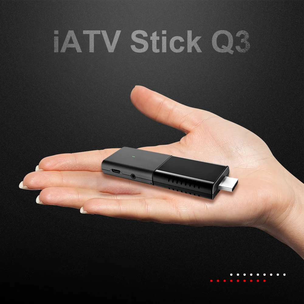 Wholesale iATV Q3 TV Stick Android 10.0 Allwinner H313 Portable Smart TV Box Voice Remote WiFi BLE5.0 4K Video Mini Set Top Box