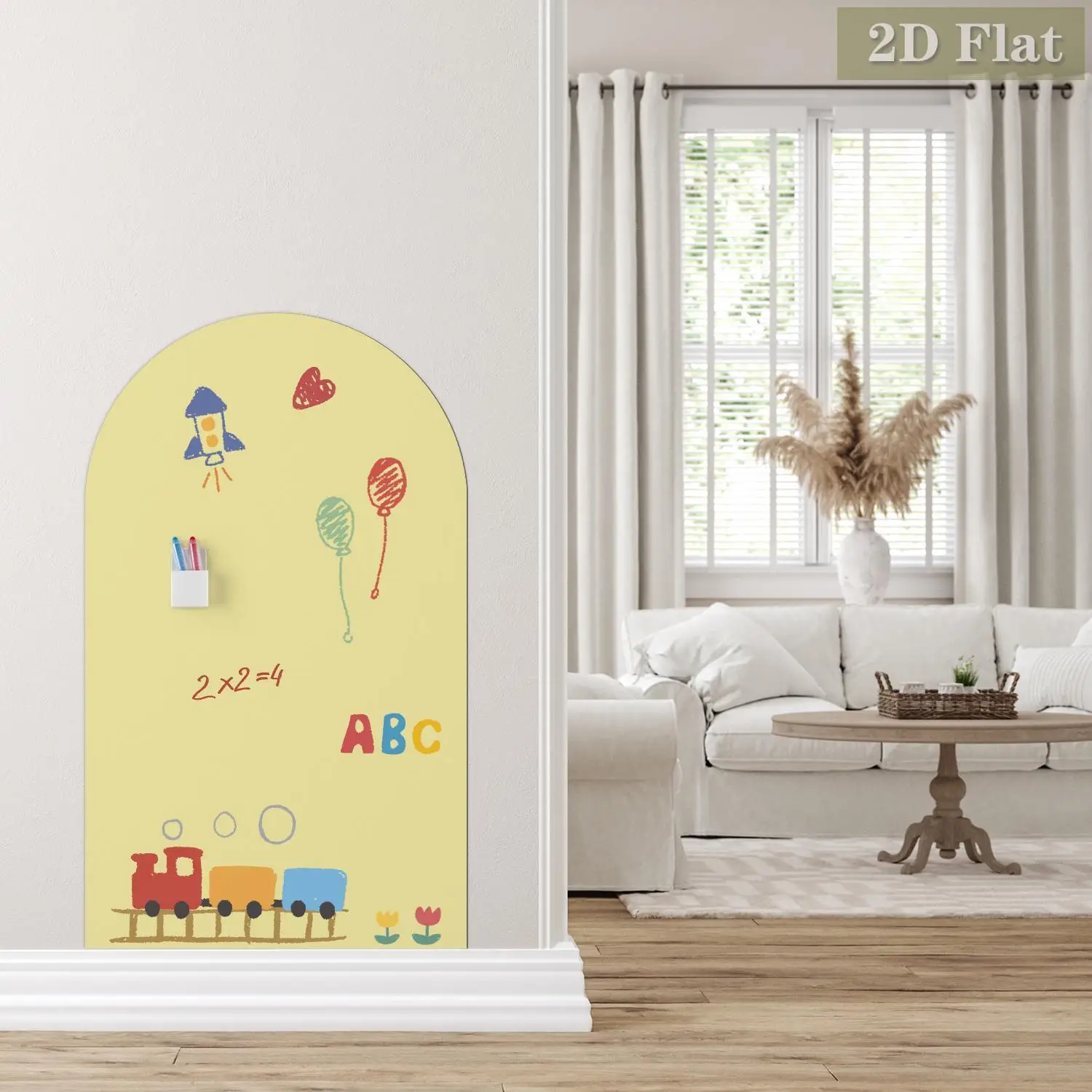 1 шт. арочная магнитная наклейка на стену для доски, светло-желтый полукруглый узор, легко снимается граффити, украшение для дома