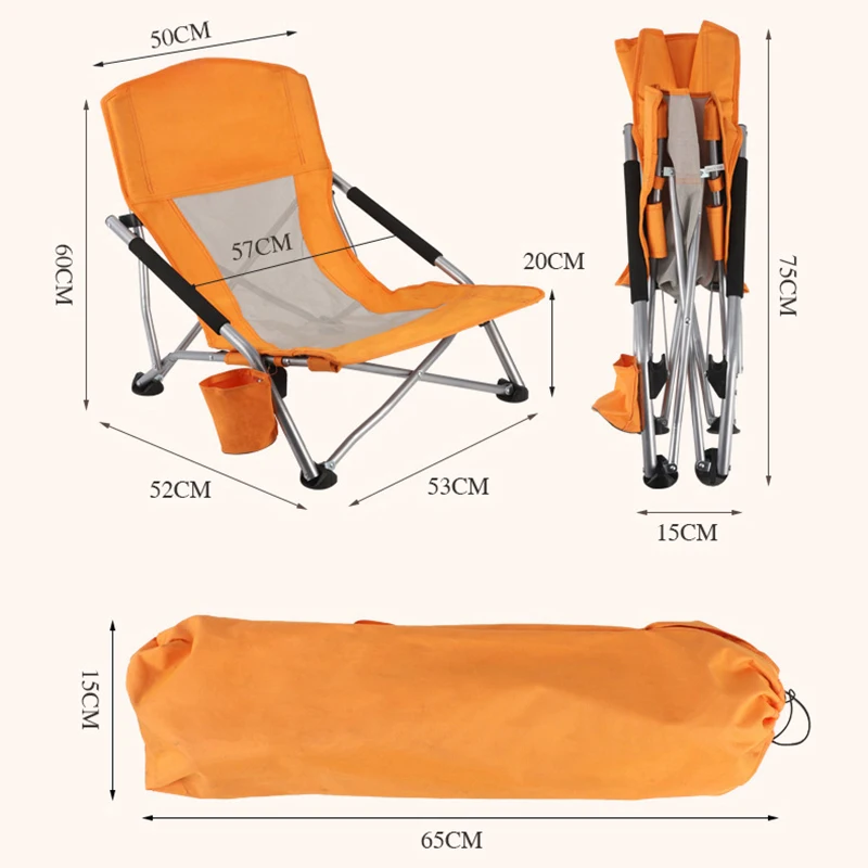 Outdoor Beach Chairs Portable Folding chair Backrest and Cup Holder For Camping Fishing Travel BBQ Foldable Furniture Picnic