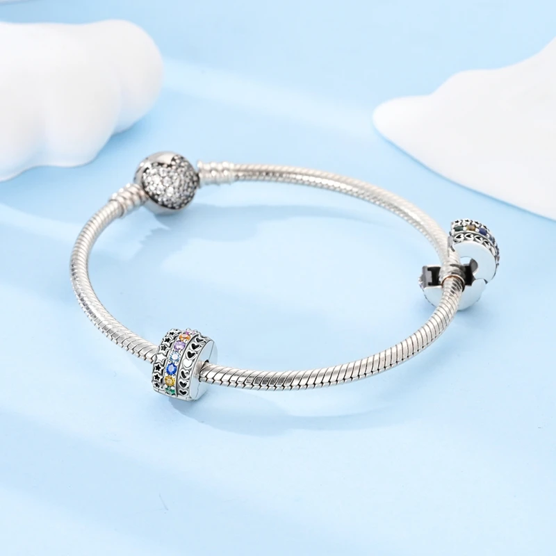 925 Sterling Silver Charms Bead CZ Zircon Firefly Sunflower Lucky Grass Dangle Fit Original Bracelet DIY Women Jewelry Gift
