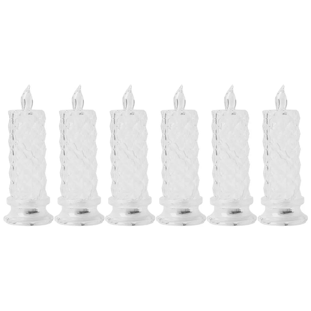 

6Pcs Rose Flower Light LED Candlesticks Clear Flameless Sticks Operated for Wedding Party Decor