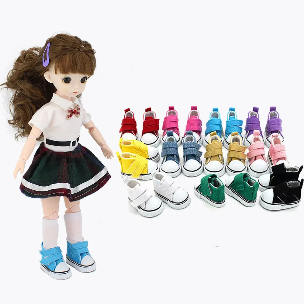 New 5cm 1/6 BJD Doll Shoes Handmade Shoes For Dolls Mini Canvas Shoes  Doll  Accessories