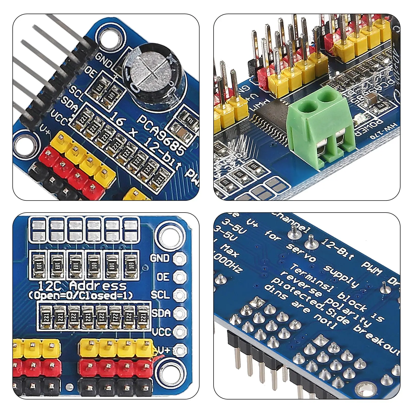 1pc PCA9685 16 Channel 12 Bit PWM Servo Driver Board IIC Interface PCA9685 Module Controller for Arduino and Raspberry Pi