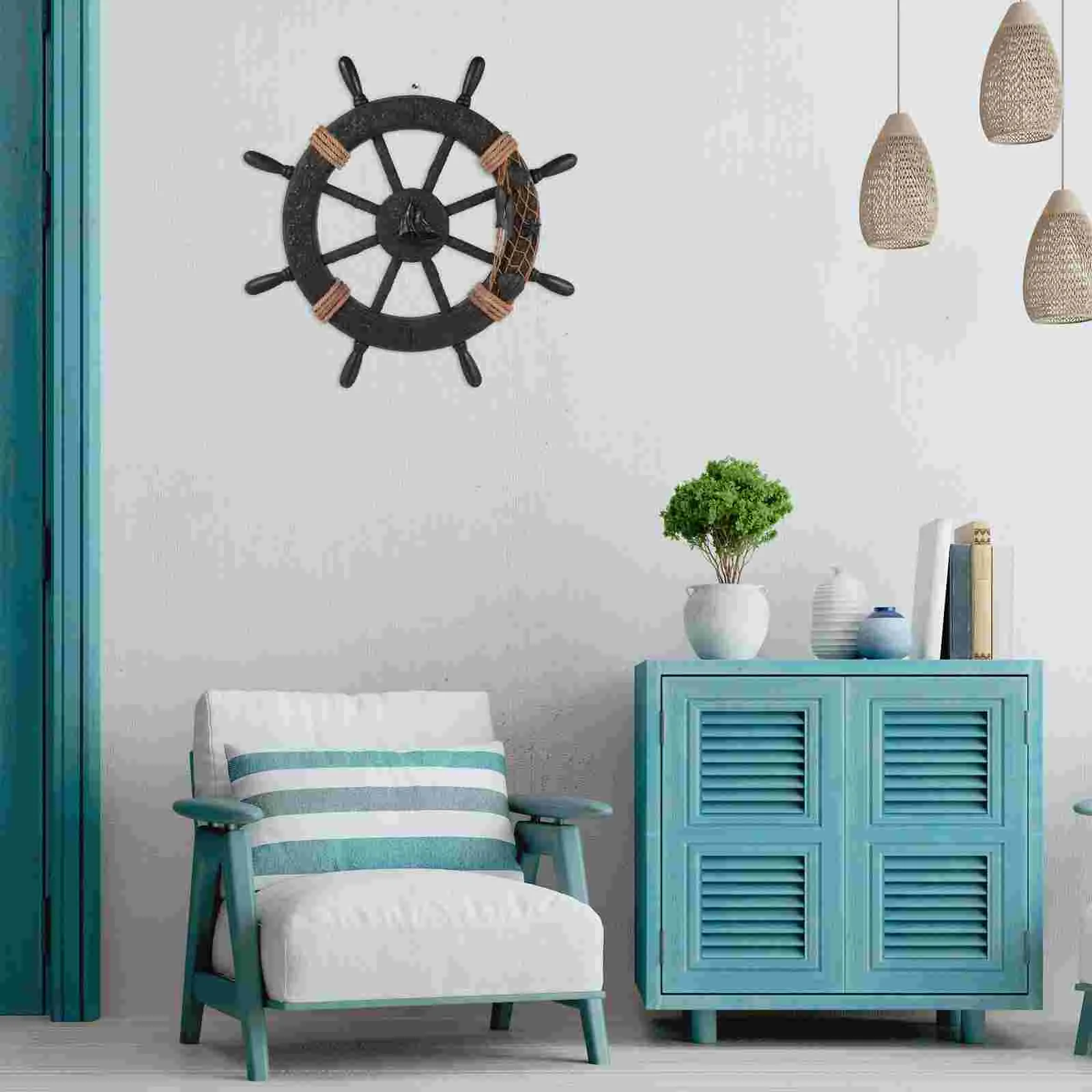 Locket Home Decor Rudder Hanging Adornment Wall Ornament Pendant Anchor Decorative Seaside