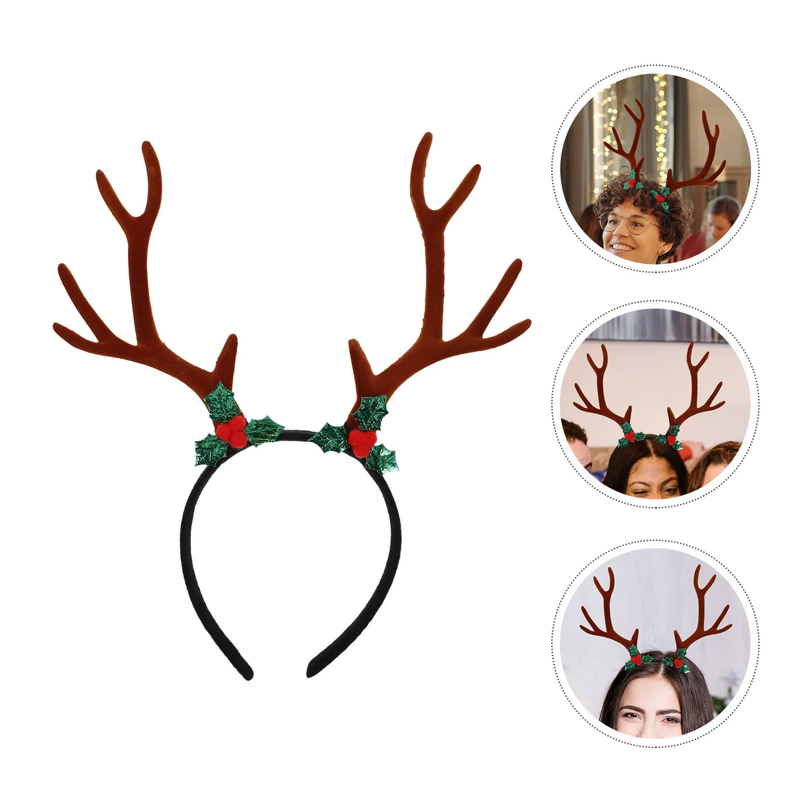 

Comfortable Large Reindeer Antlers Headband Flocking Material Realistic Deer Accessory for Festive Occasions and Parties