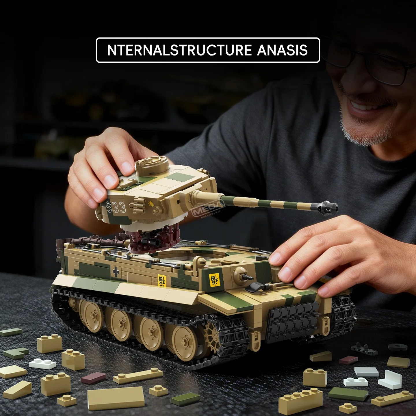 

DIY German Fuhu Tank Building Block Model WW2 SS Division Das Reich Tank Self-assemble Bricks Toys Kits