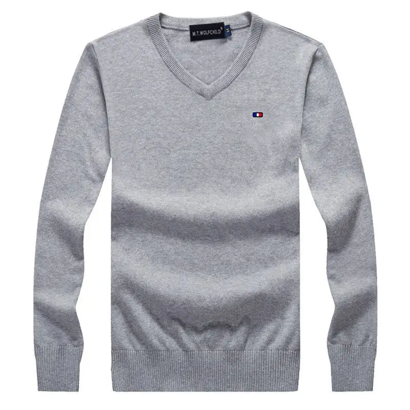 Autumn Men\'s jumpers Cotton Knitwear V-Neck Simple Solid Sweaters For Men Jersey Pullovers Men\'s Winter Clothes Knit Sweater Top