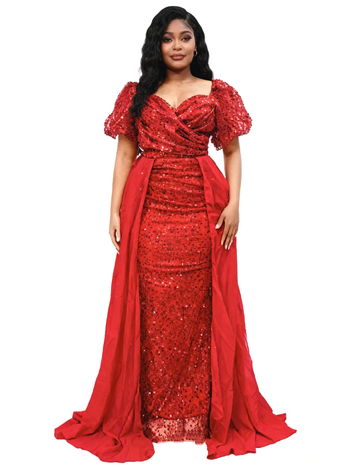 فساتين أفريقية مقاس كبير بالترتر للنساء للخريف أنيقة أفريقية بأكمام قصيرة من البوليستر فستان طويل للحفلات المسائية #4