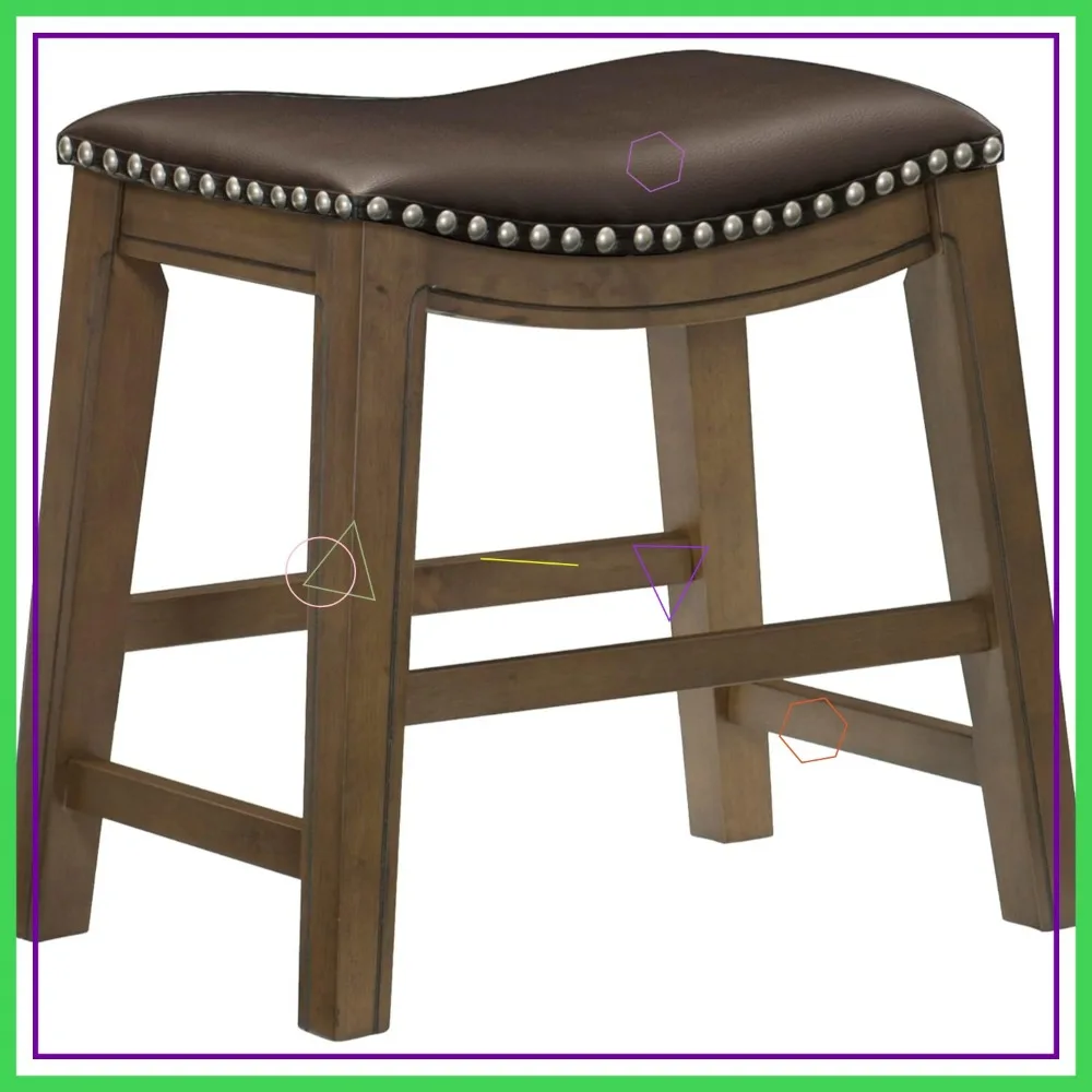 Taburetes de comedor de madera maciza: taburetes de bar de cocina con asiento en sillín, altura de 19", acabado marrón para espacios entretenimiento informales