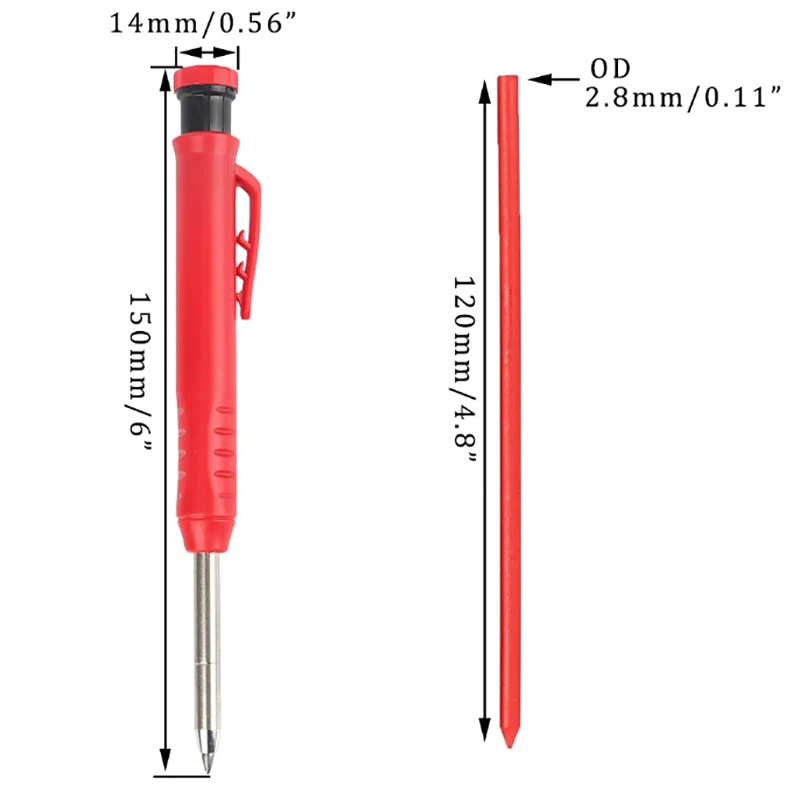 Alat Penanda Konstruksi Mekanis Pensil Tukang Kayu Padat dengan Rautan Bawaan Penulis Timah Tahan Lama untuk Pengerjaan Kayu