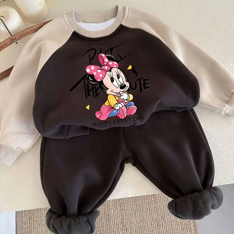

Casual Sweatshirts Boys Girls Toddler Cartoon Clothing New Mickey Minnie Print Pullovers Pants 2pcs Long Sleeve Tracksuit