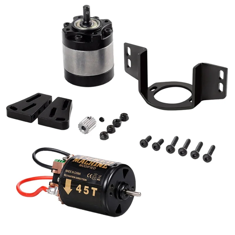 

External Carbon Brush 540 Brushed Motor 45T with 1:5 Reduction Gearbox for 1/14 Trailer 1/10 RC Car Crawler SCX10 TRX4