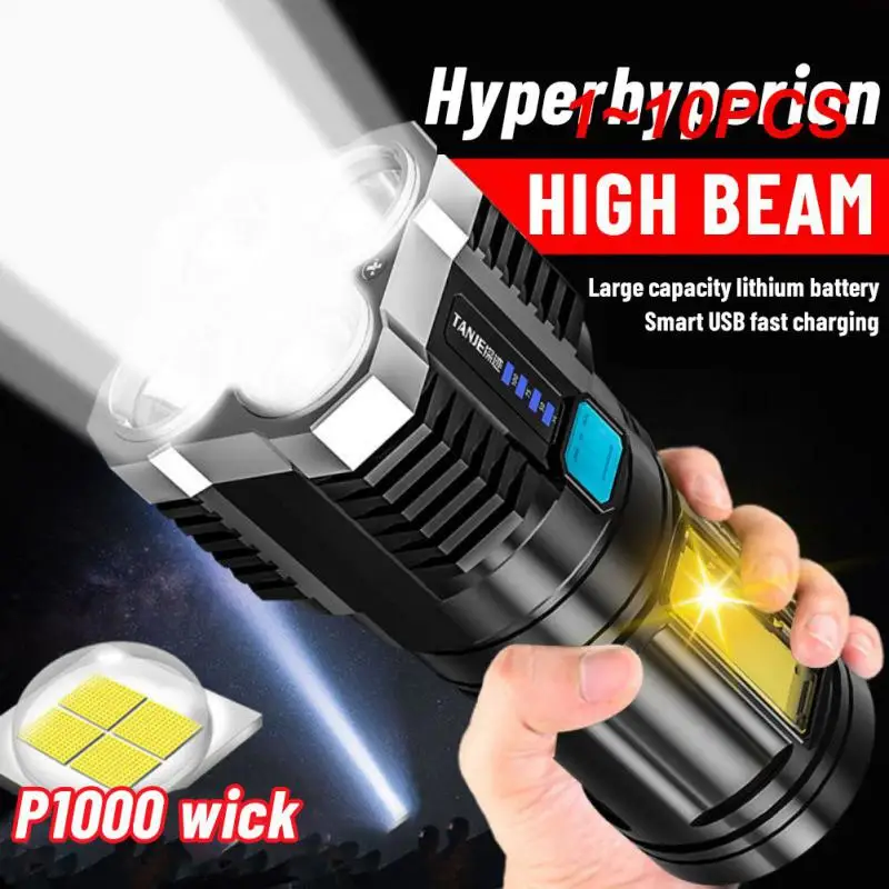 1~10PCS Multi-function Led Light Energy Saving Super Bright 1000 Lumens 800mah Rechargeable Outdoor Electric Flashligh Usb