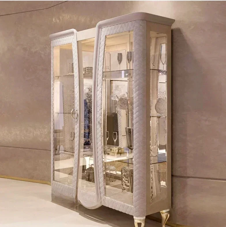 A Italian Minimalist Glass Door Display Wine Cabinet Hong Kong-Style Light Luxury Wine Rack Display Cabinet