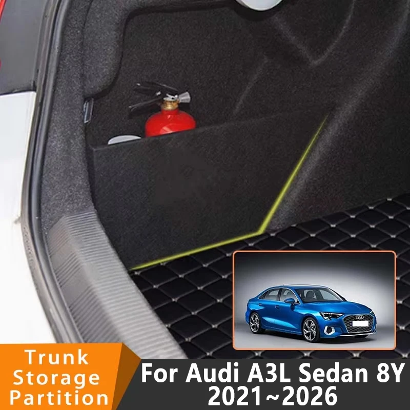 

Auto Accessories For Audi A3L 8Y 2021~2025 2022 2023 Car Upgrade Organizer Trunk Side Partition Trunk Interior Storage Box Parts