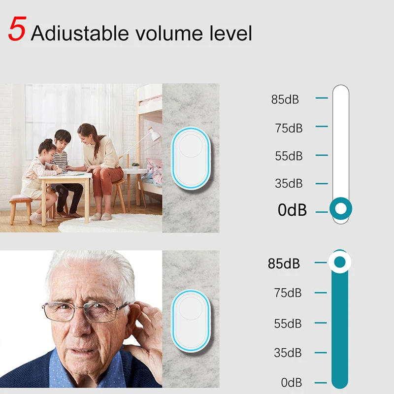 Wireless Doorbell Waterproof White Color Home Welcome Doorbell Chord Music Smart Home Doorbell 39 Song Melodies US EU Plug